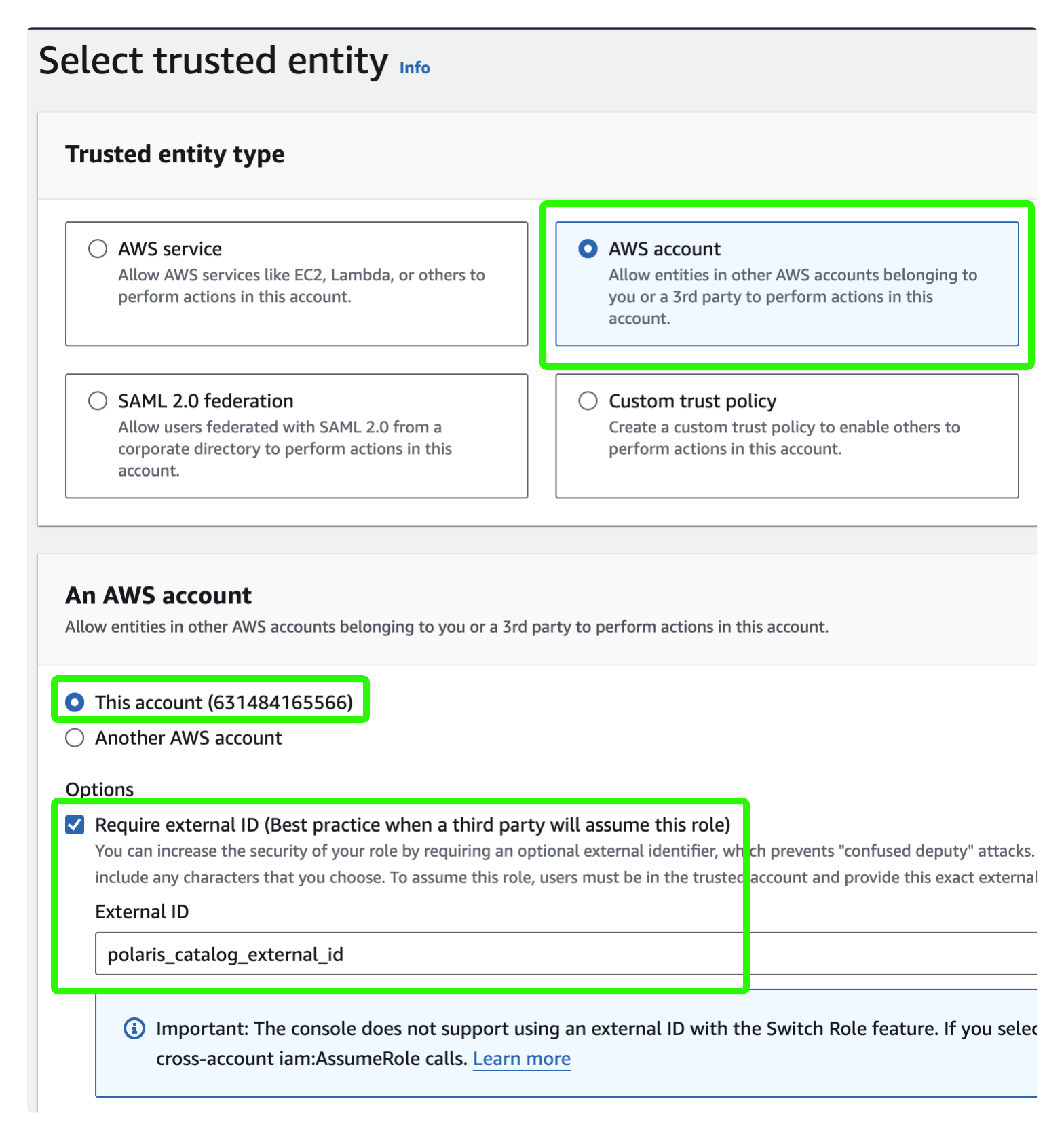 Screenshot that shows the Select trusted entity page in AWS IAM.