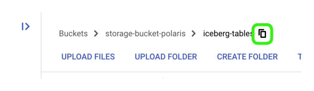Screenshot that shows the Copy icon in Google Cloud Platform.